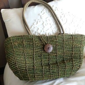 Boho Straw Tote/ Beach Bag